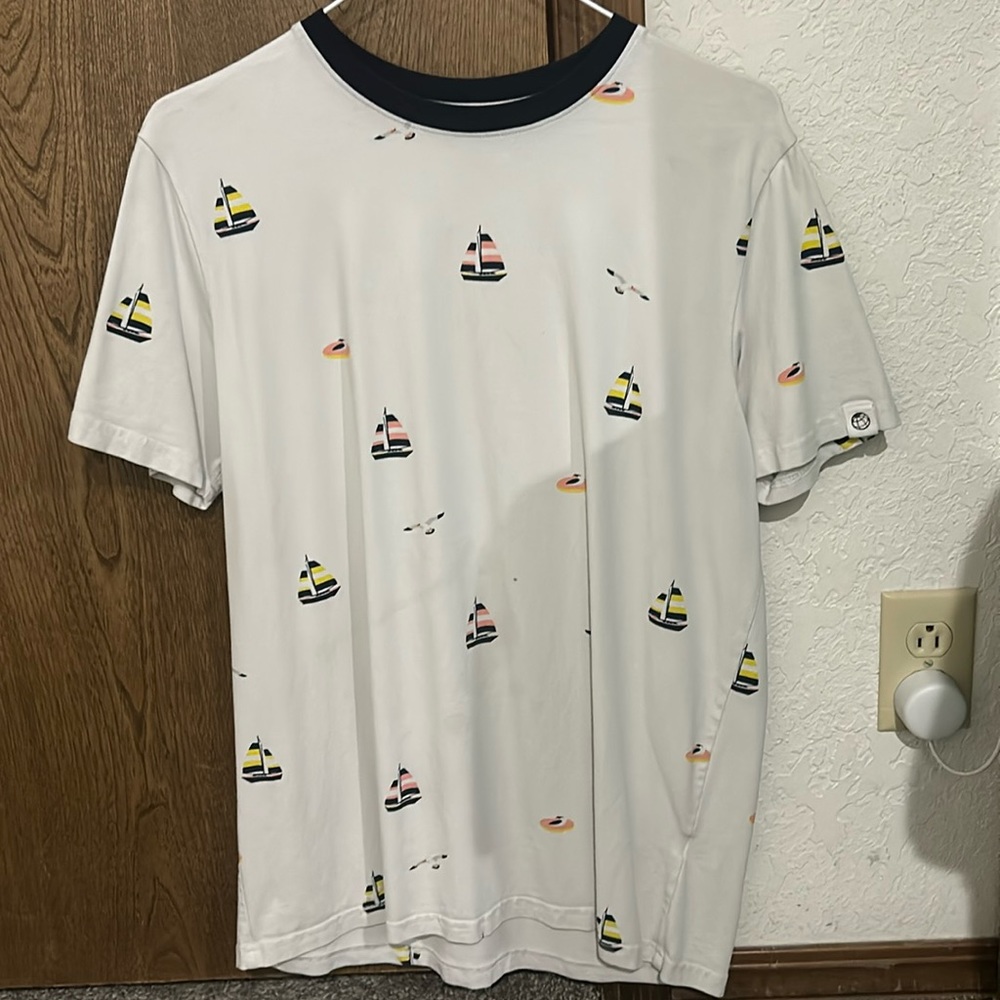 white sailboat graphic tee